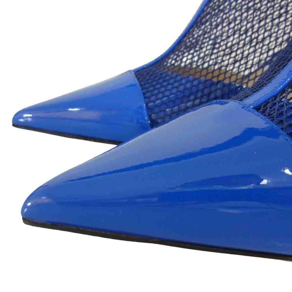 JIMMY CHOO ジミーチュウ KIX 65 TNX PATENT MESH ELECTRIC BLUE パテント メッシュ エレクトリック ブルー パンプス ブルー系 37【極上美品】【中古】