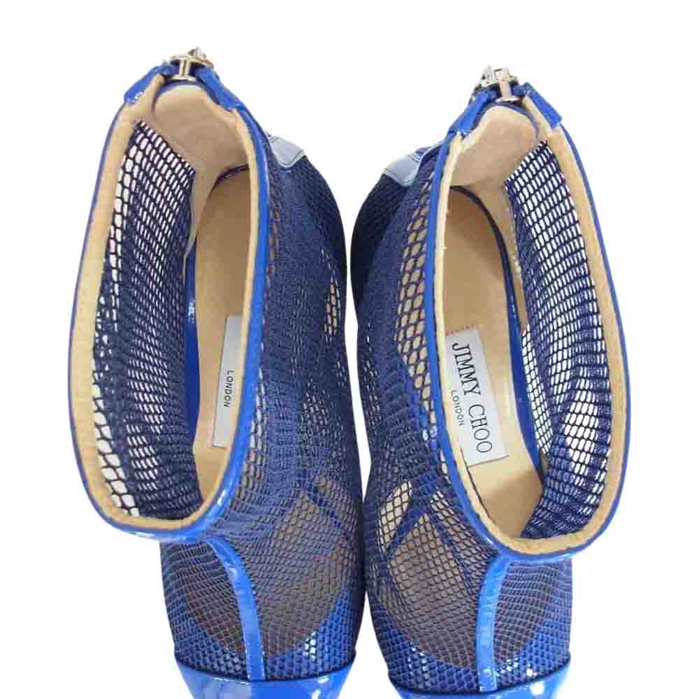 JIMMY CHOO ジミーチュウ KIX 65 TNX PATENT MESH ELECTRIC BLUE パテント メッシュ エレクトリック ブルー パンプス ブルー系 37【極上美品】【中古】
