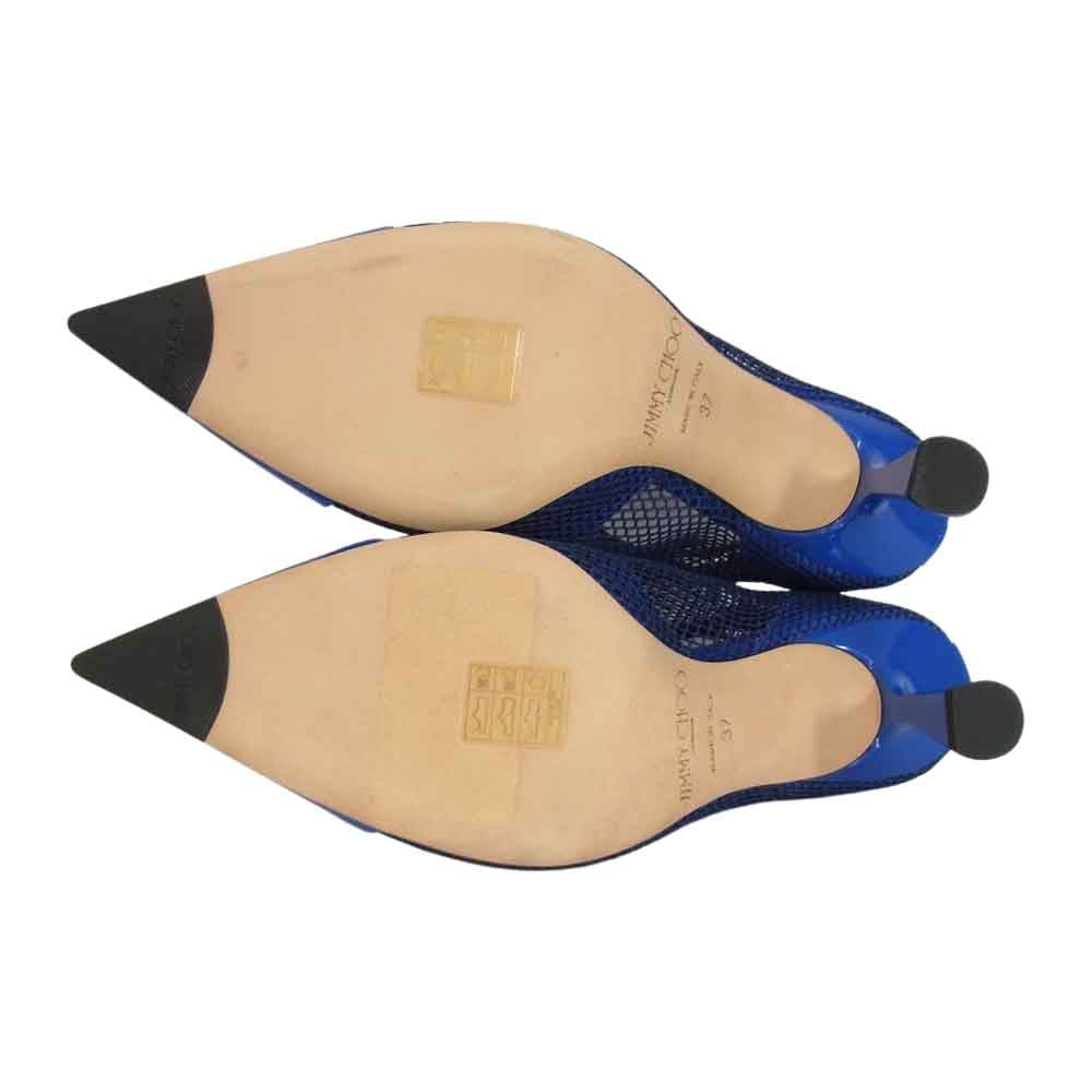 JIMMY CHOO ジミーチュウ KIX 65 TNX PATENT MESH ELECTRIC BLUE パテント メッシュ エレクトリック ブルー パンプス ブルー系 37【極上美品】【中古】