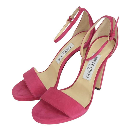 JIMMY CHOO ジミーチュウ MISTY 120 suede sandal スエード サンダル ピンク系 37【極上美品】【中古】