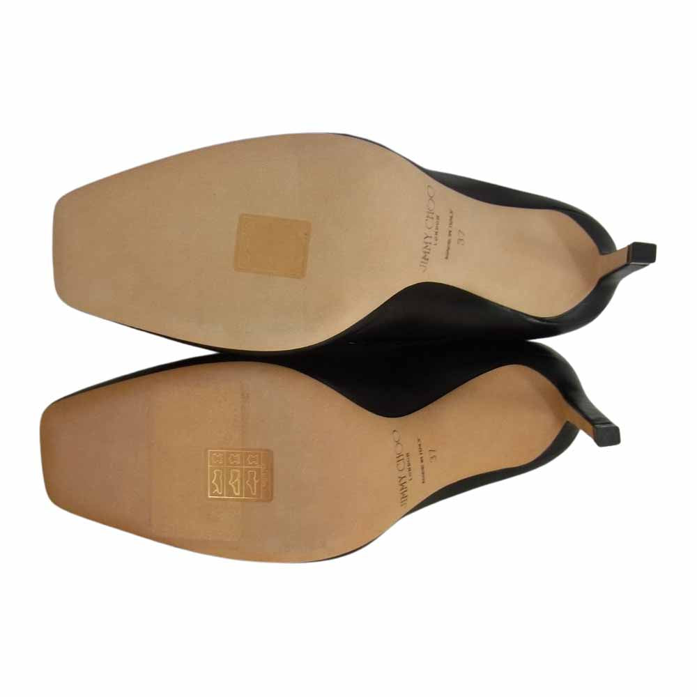 JIMMY CHOO ジミーチュウ MALVA 85 NAPPA W/CHAIN STRAP Suede Pumps ナッパ チェーン ストラップ スエード パンプス ブラック系 37【極上美品】【中古】