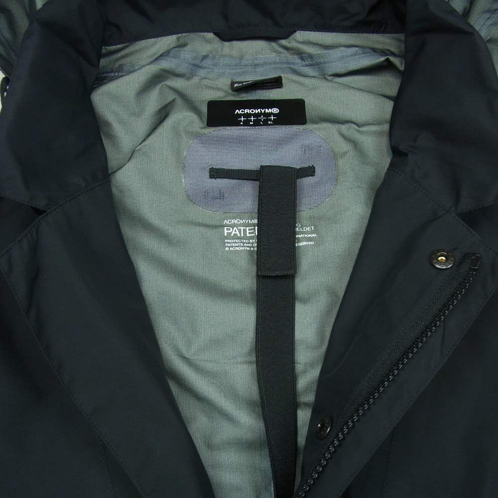 アクロニウム GT-J18 国内正規品 GORE-TEX PRO SHELL ゴアテックス 3レイヤー ハイテク レイン チェスターコート ナイロン ジャケット ブラック系 L【中古】