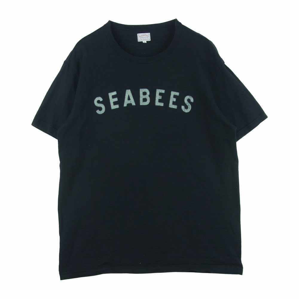 The REAL McCOY'S ザリアルマッコイズ SEABEES フロッキー プリント 半袖 Tシャツ ブラック系 M【中古】