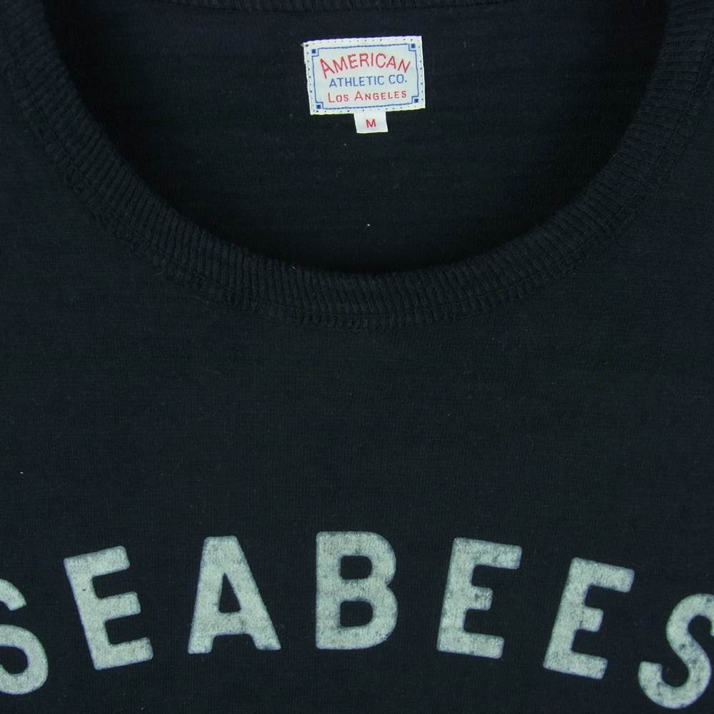 The REAL McCOY'S ザリアルマッコイズ SEABEES フロッキー プリント 半袖 Tシャツ ブラック系 M【中古】