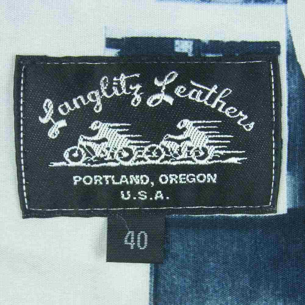 LANGLITZ LEATHERS ラングリッツレザーズ 100着限定 フォト 総柄 半袖 アロハ シャツ ハワイ製 オフホワイト系 40【中古】