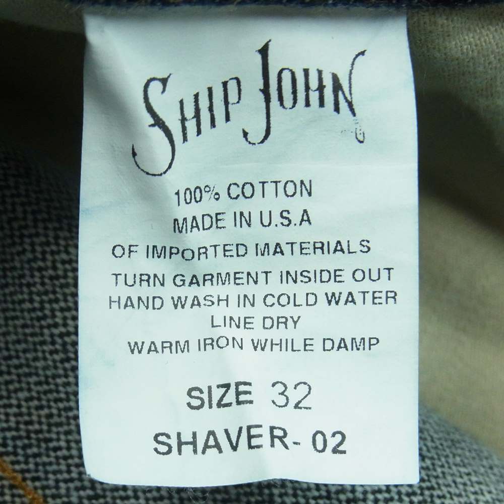 シップジョン Shaver-02 シェーバー ボタンフライ デニム パンツ アメリカ製 インディゴブルー系 32【中古】