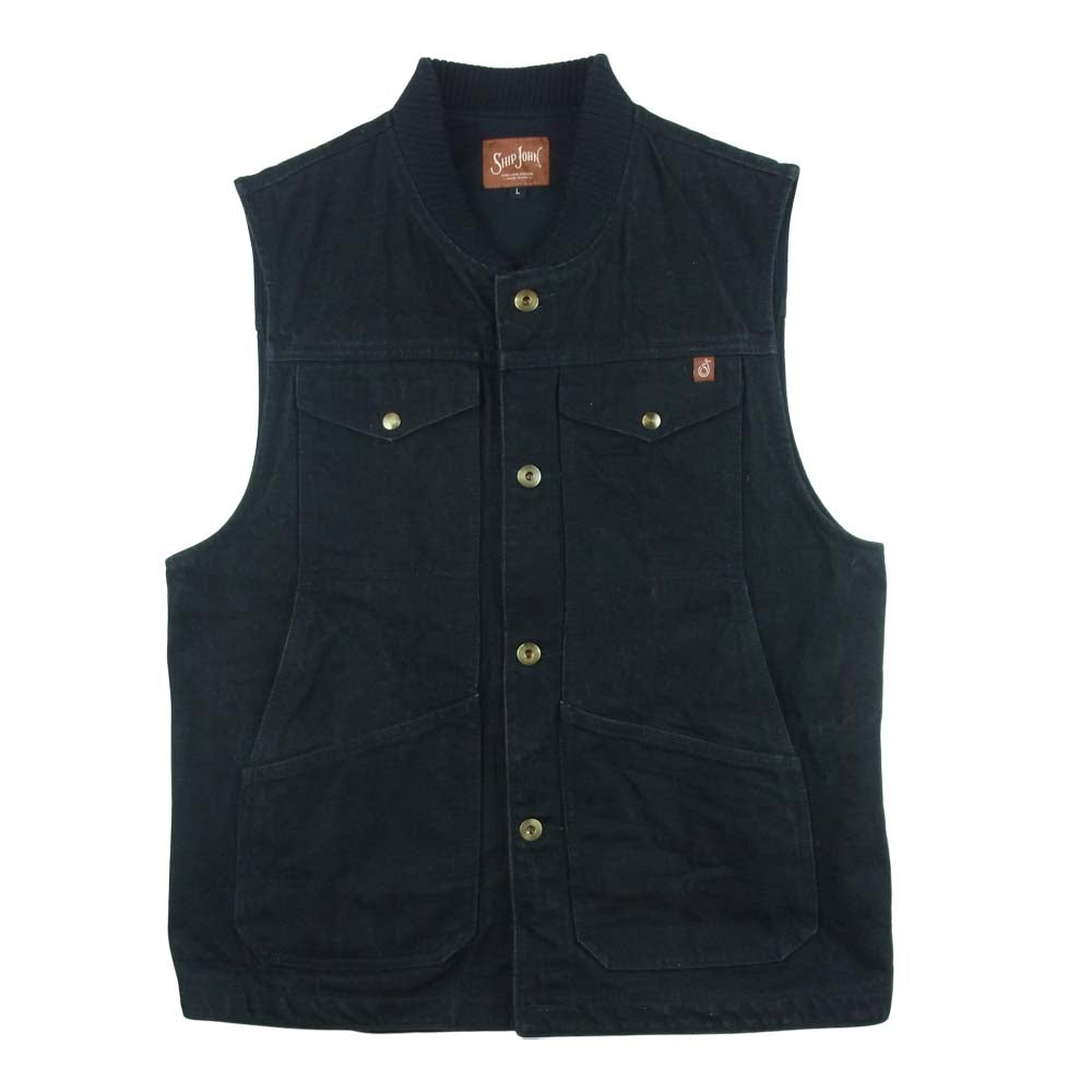シップジョン Wray Vest デニム ベスト コットン ウール アメリカ製 ブラック系 L【中古】