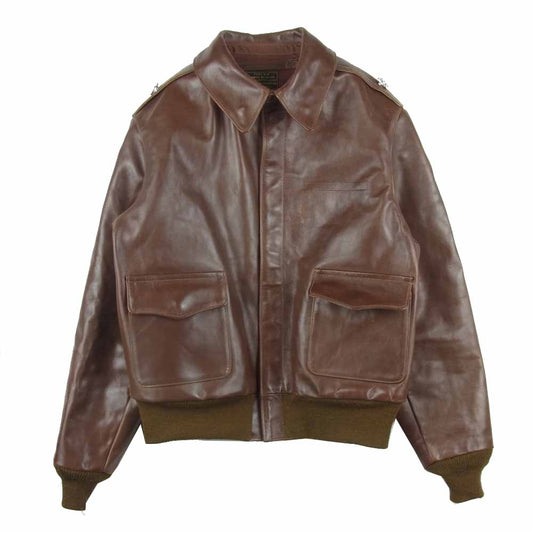 Buzz Rickson's バズリクソンズ BR80326 ROUGH WEAR 実名復刻 A-2 20th ANNIVERSARY 20周年記念 ダグラス・マッカーサー レザー フライト ミリタリー ジャケット ブラウン系 40【中古】