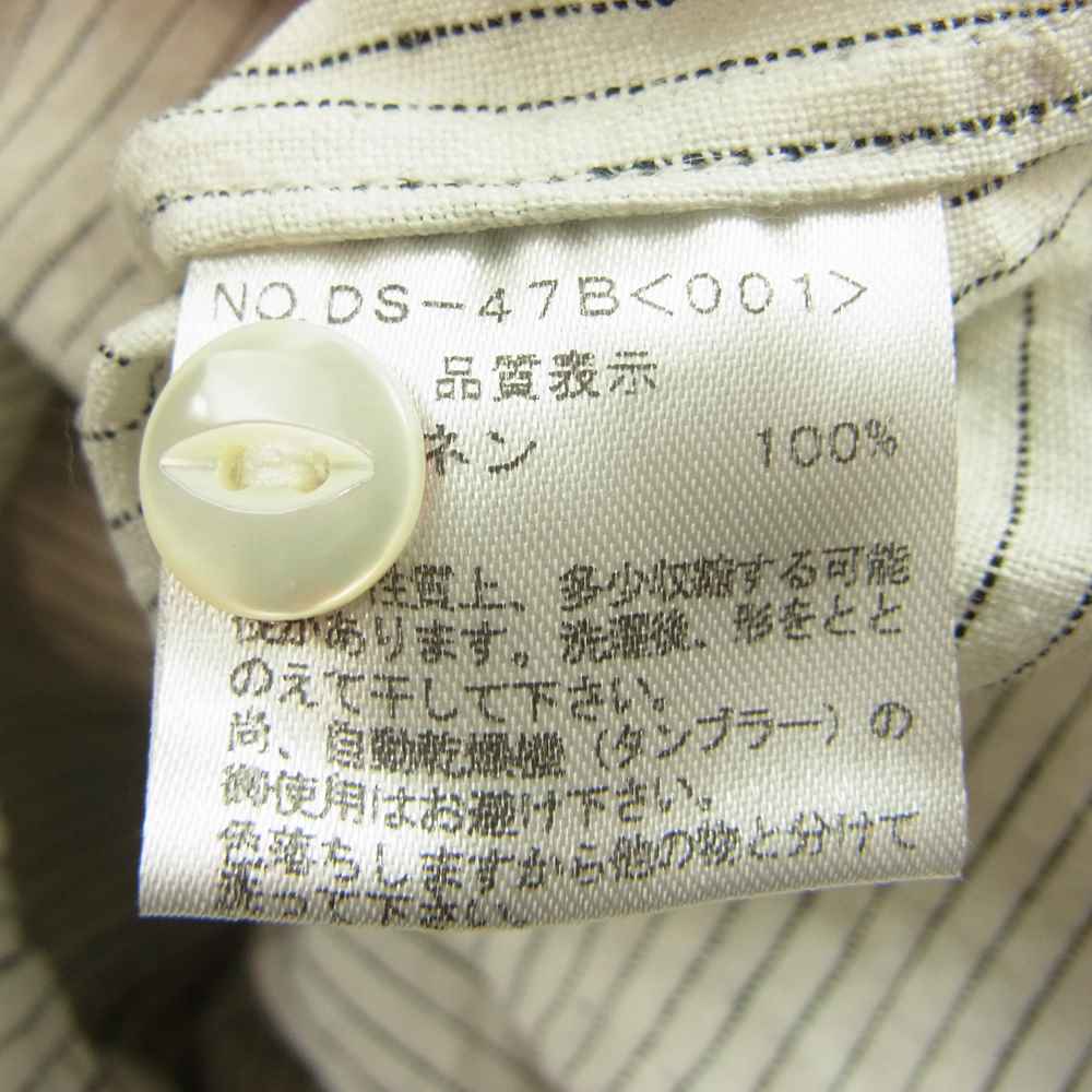 DJANGOATOUR ジャンゴアトゥール リネン スタンドカラー ストライプ 長袖 シャツ ホワイト系 L【中古】