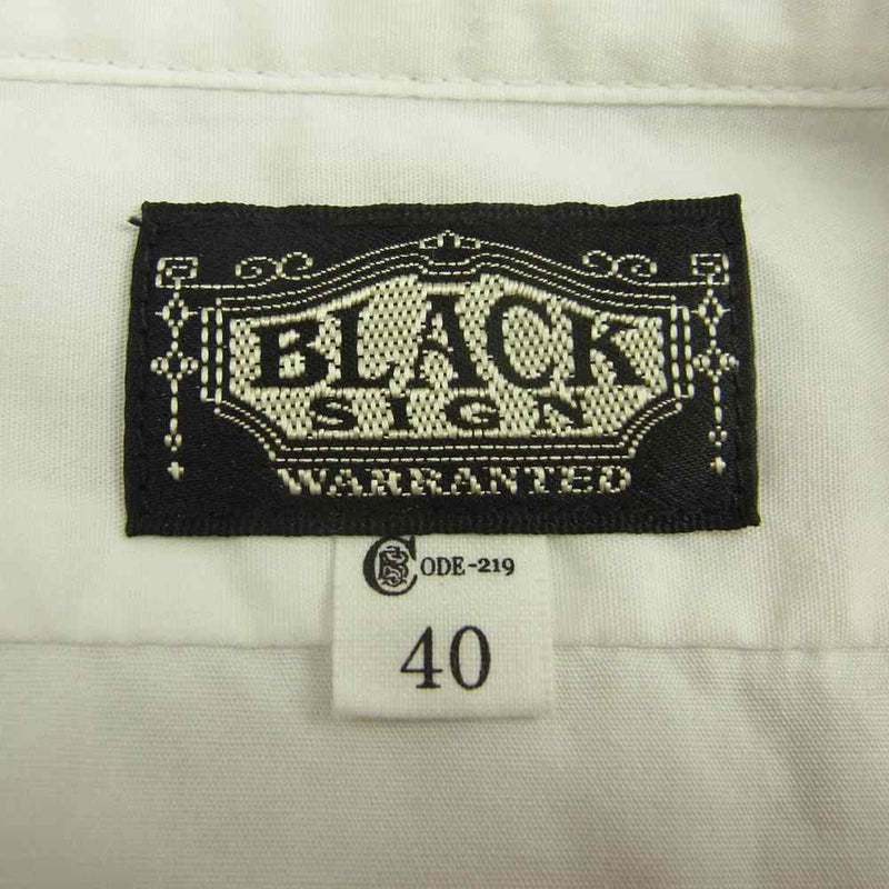 BLACK SIGN ブラックサイン バンドカラー 長袖 コットン シャツ ホワイト系 40【中古】