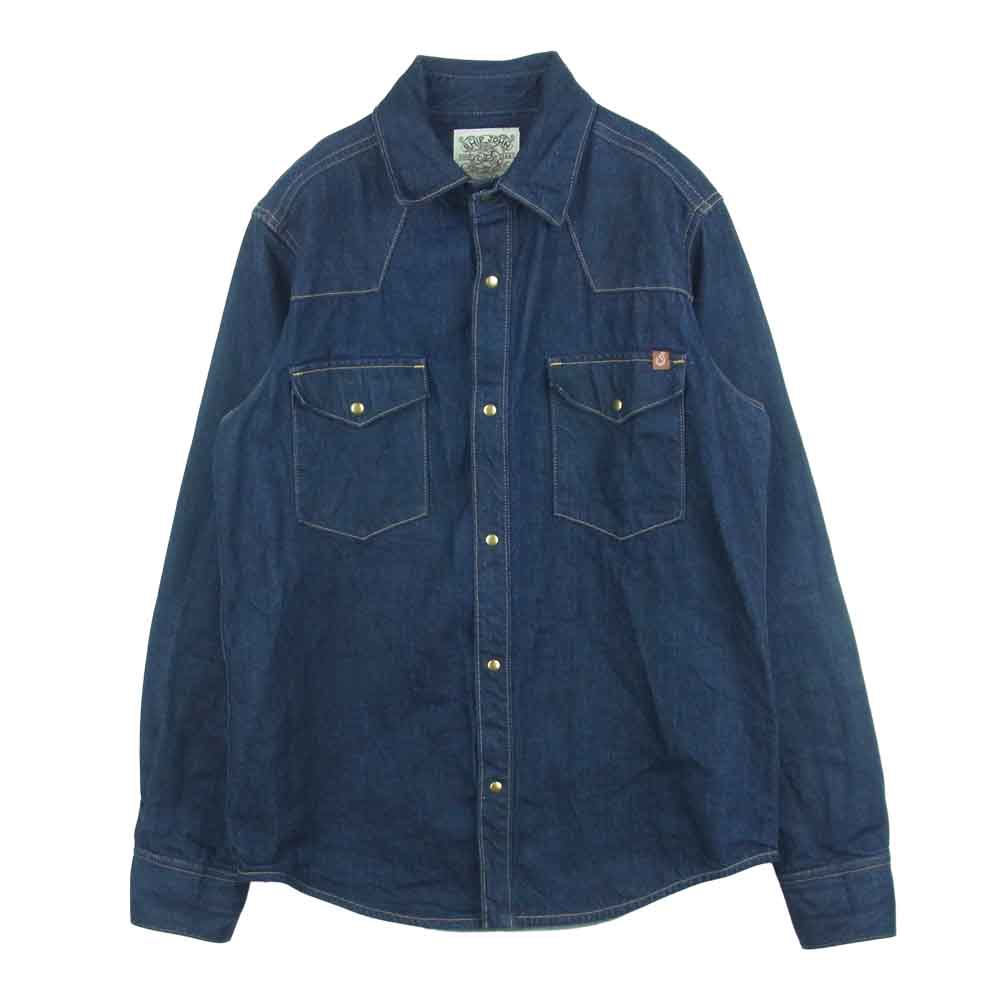 SHIP JOHN Townes Denim Western Shirt デニム ウエスタン 長袖 シャツ インディゴブルー系 M【中古】