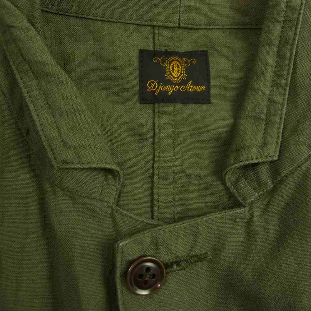 DJANGOATOUR ジャンゴアトゥール リネン ロング ラグラン ポケット 長袖 シャツ ジャケット カーキ カーキ系 L【中古】