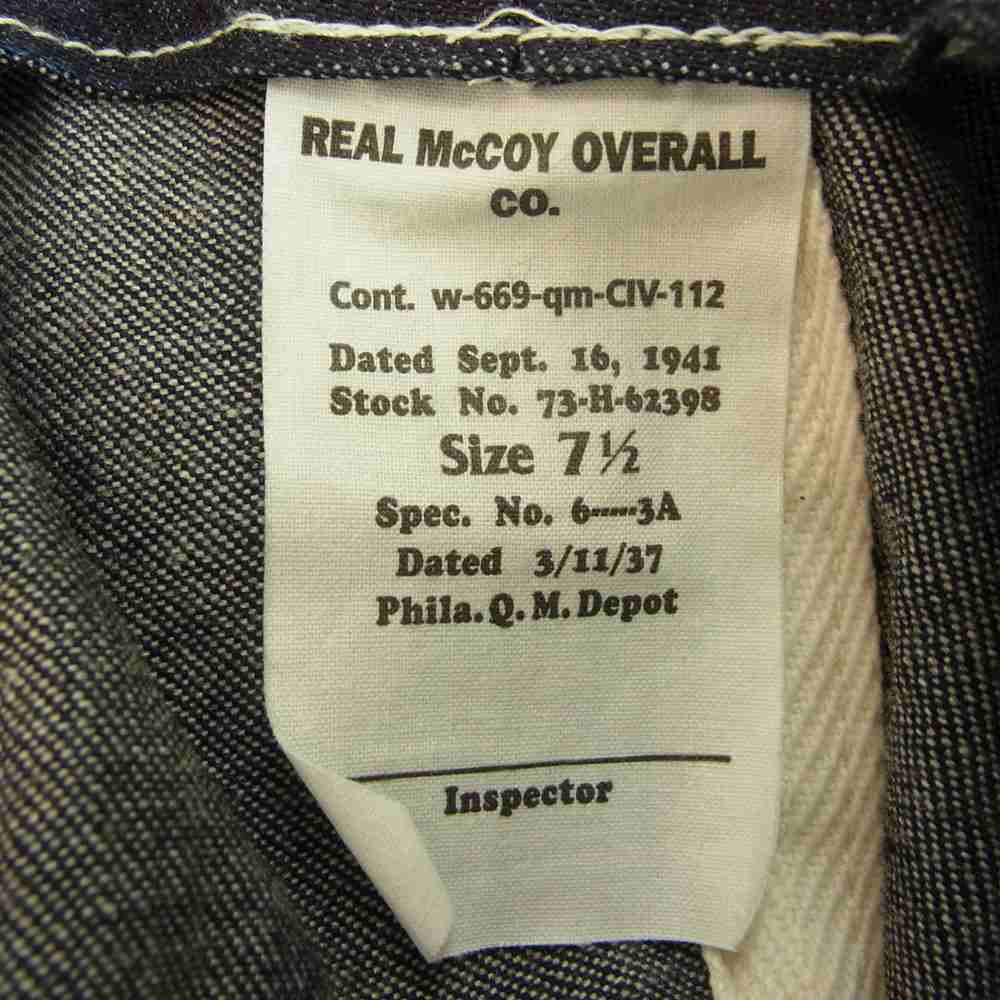 The REAL McCOY'S ザリアルマッコイズ U.S. ARMY DENIM HAT デニム アーミー ハット 7 1/2 インディゴブルー系 7.5【中古】