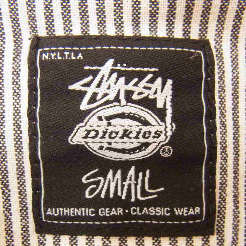 STUSSY ステューシー × Dickies STRIPED WORK SHIRT ストライプ ワーク 長袖 シャツ ブラック系 S【中古】