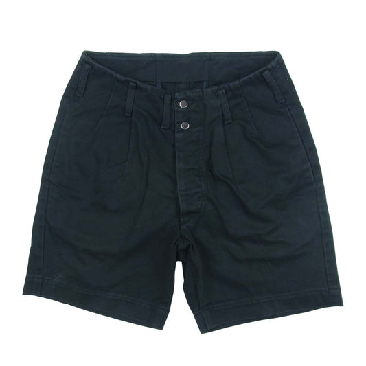 ツキ 0022 2タック ショート パンツ コットン 日本製 ブラック系 1【中古】