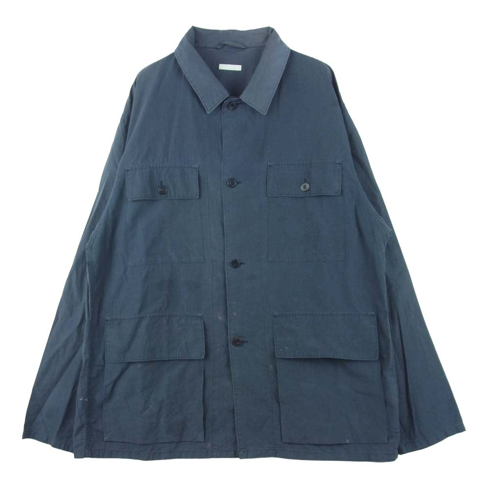 COMOLI コモリ 101-01003 長袖 サファリ シャツ コットン 日本製 ネイビー系【中古】