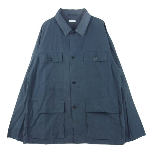COMOLI コモリ 101-01003 長袖 サファリ シャツ コットン 日本製 ネイビー系【中古】