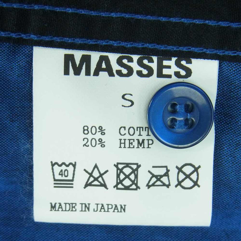 MASSES マシス ビッグ チェック 長袖 シャツ コットン 日本製 ブルー系 S【中古】