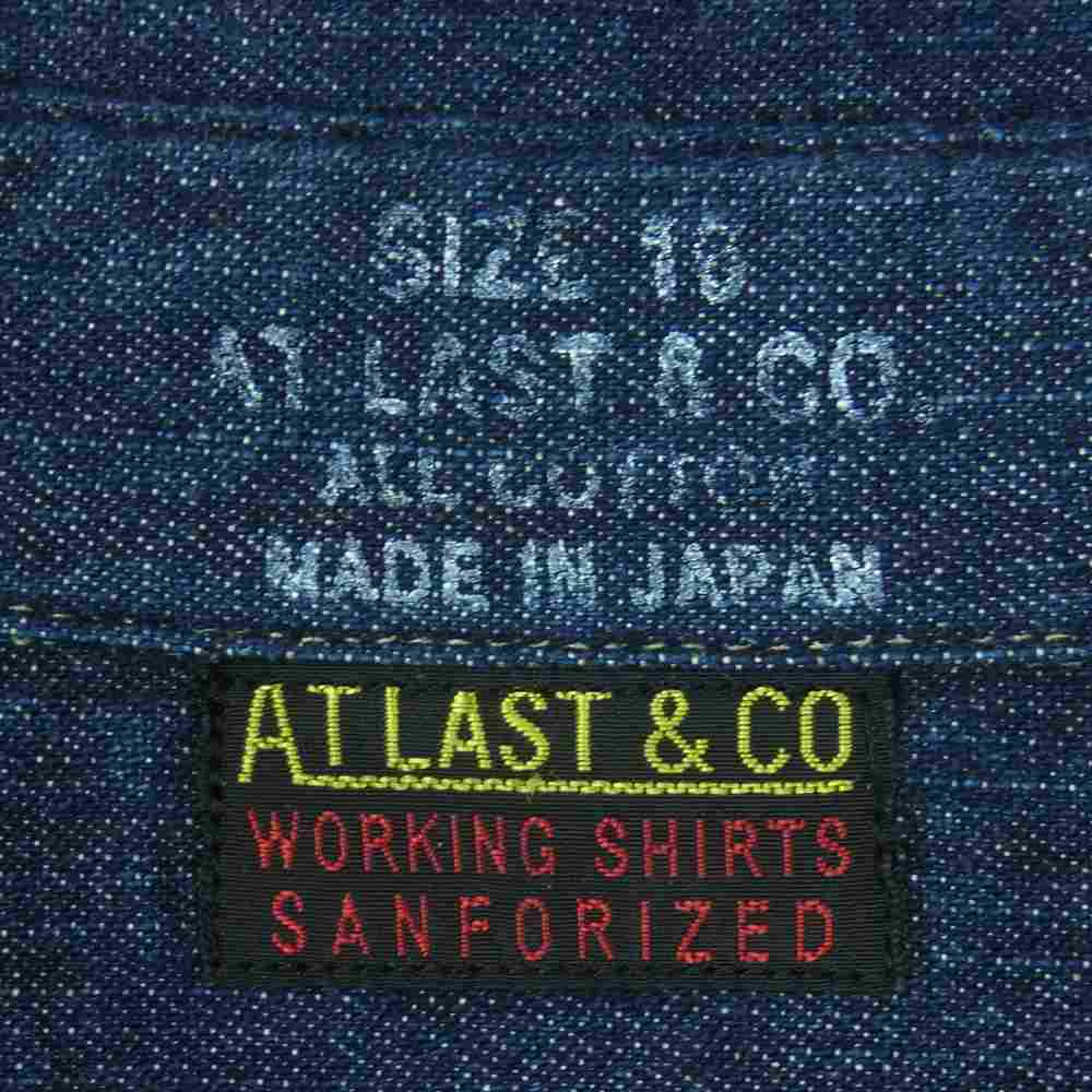AT LAST アットラスト デニム 長袖 シャツ コットン 日本製 インディゴブルー系 10【中古】