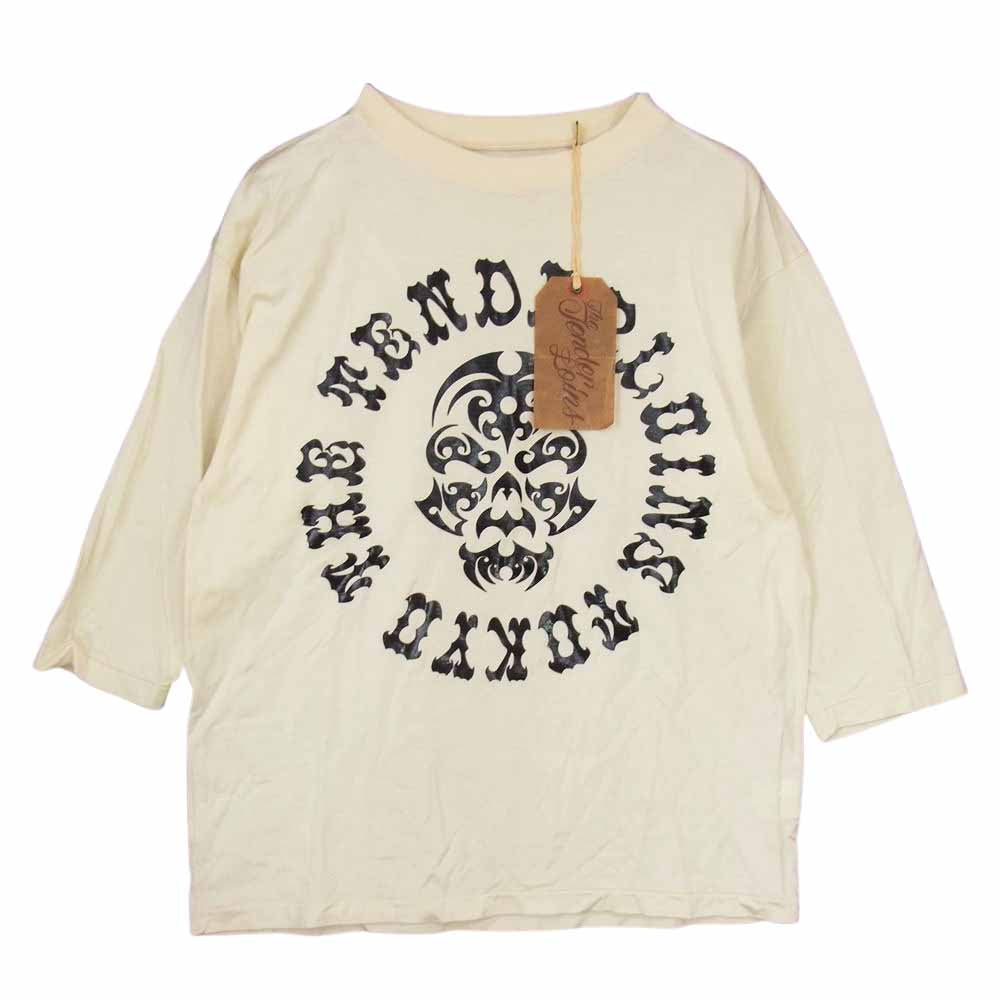 TENDERLOIN テンダーロイン T-RAYON NFL 3/4 BS ボルネオ スカル プリント レーヨン 3/4袖 Tシャツ オフホワイト系 S【中古】