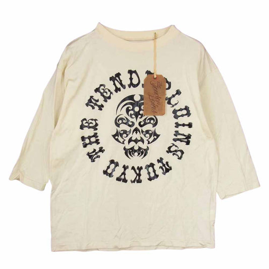 TENDERLOIN テンダーロイン T-RAYON NFL 3/4 BS ボルネオ スカル プリント レーヨン 3/4袖 Tシャツ オフホワイト系 S【中古】