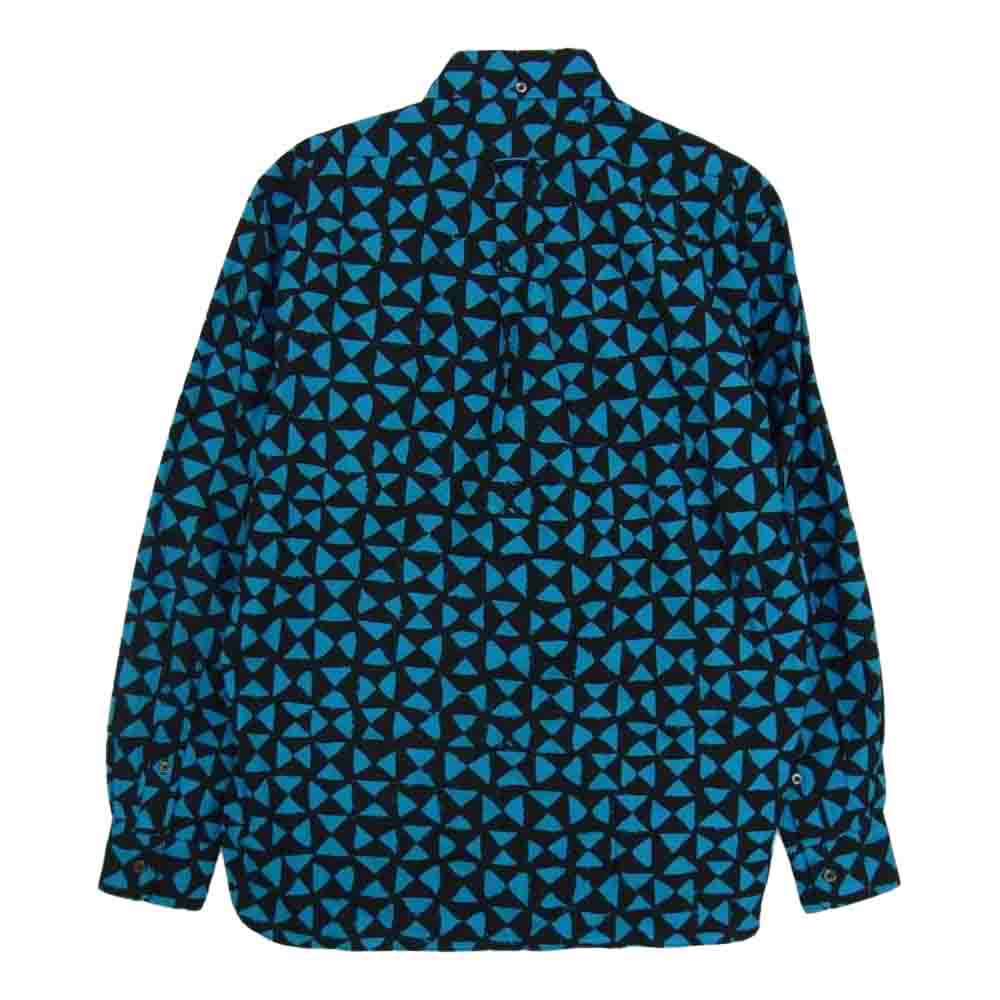 TENDERLOIN テンダーロイン × THE STYLIST JAPAN ザスタイリストジャパン T-COTTON SHT TRIANGLE トライアングル 総柄 ボタンダウン 長袖 シャツ ブルー系 XS【中古】