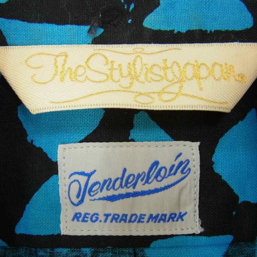TENDERLOIN テンダーロイン × THE STYLIST JAPAN ザスタイリストジャパン T-COTTON SHT TRIANGLE トライアングル 総柄 ボタンダウン 長袖 シャツ ブルー系 XS【中古】