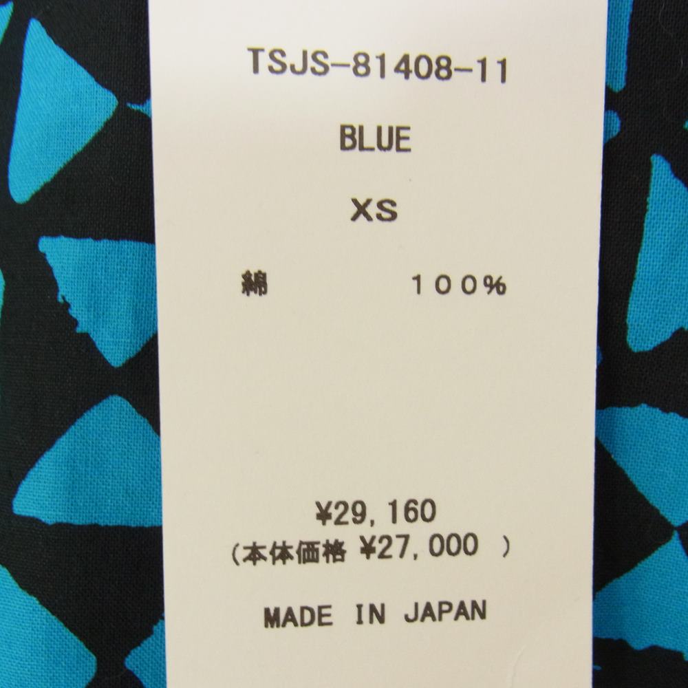 TENDERLOIN テンダーロイン × THE STYLIST JAPAN ザスタイリストジャパン T-COTTON SHT TRIANGLE トライアングル 総柄 ボタンダウン 長袖 シャツ ブルー系 XS【中古】