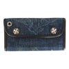 BILL WALL LEATHER ビルウォールレザー イニシャルクラウン デニム レザー ロングウォレット 三つ折り 長財布 インディゴブルー系【中古】