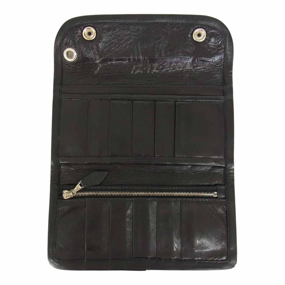 BILL WALL LEATHER ビルウォールレザー イニシャルクラウン デニム レザー ロングウォレット 三つ折り 長財布 インディゴブルー系【中古】