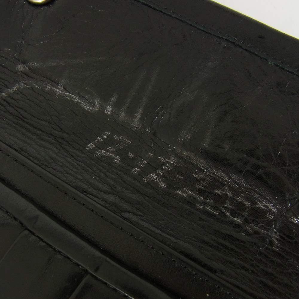 BILL WALL LEATHER ビルウォールレザー イニシャルクラウン デニム レザー ロングウォレット 三つ折り 長財布 インディゴブルー系【中古】