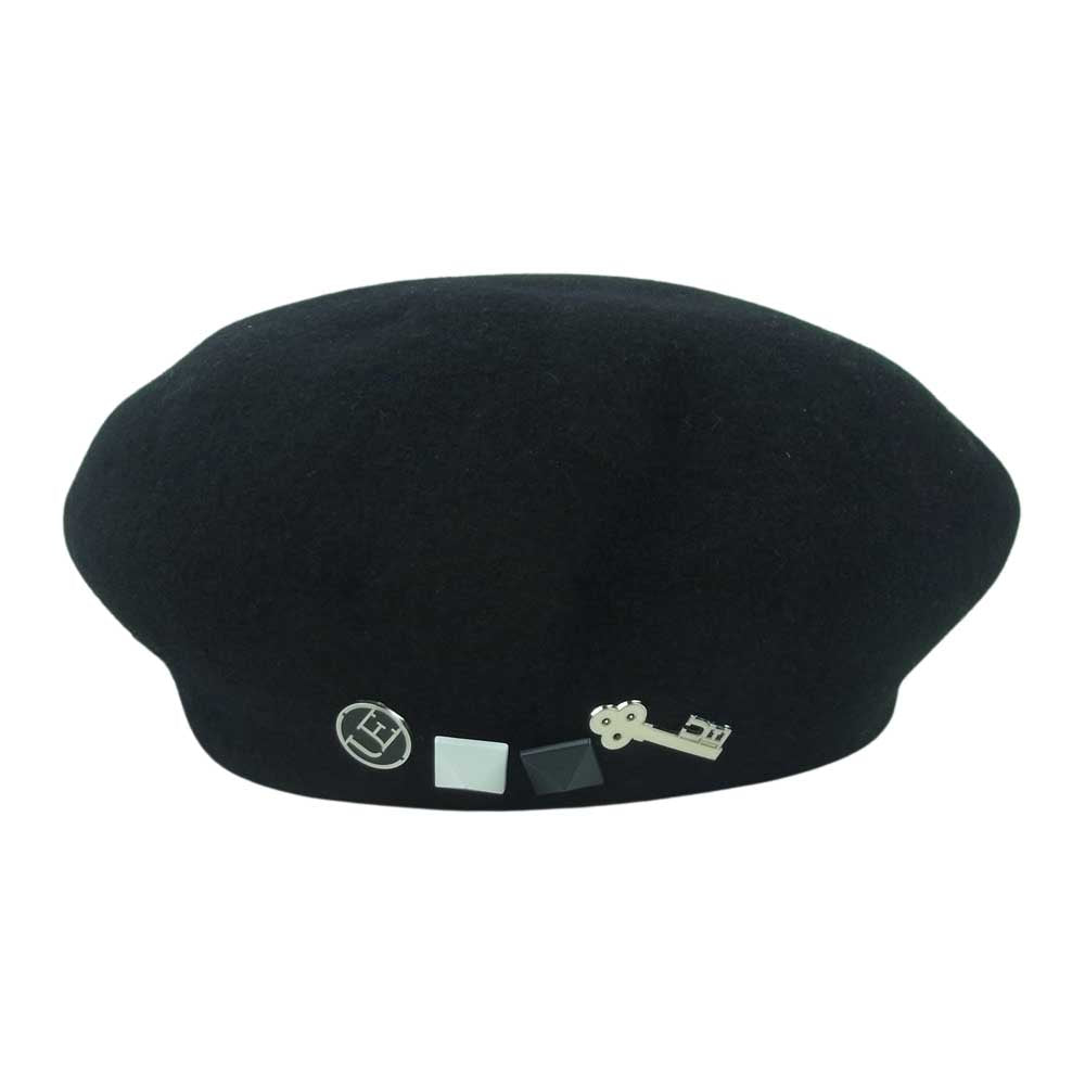 uniform experiment ユニフォームエクスペリメント UE-178091 BIG BERET スタッズ ピンズ付き ビッグ ベレー帽 帽子 ブラック系 3【中古】