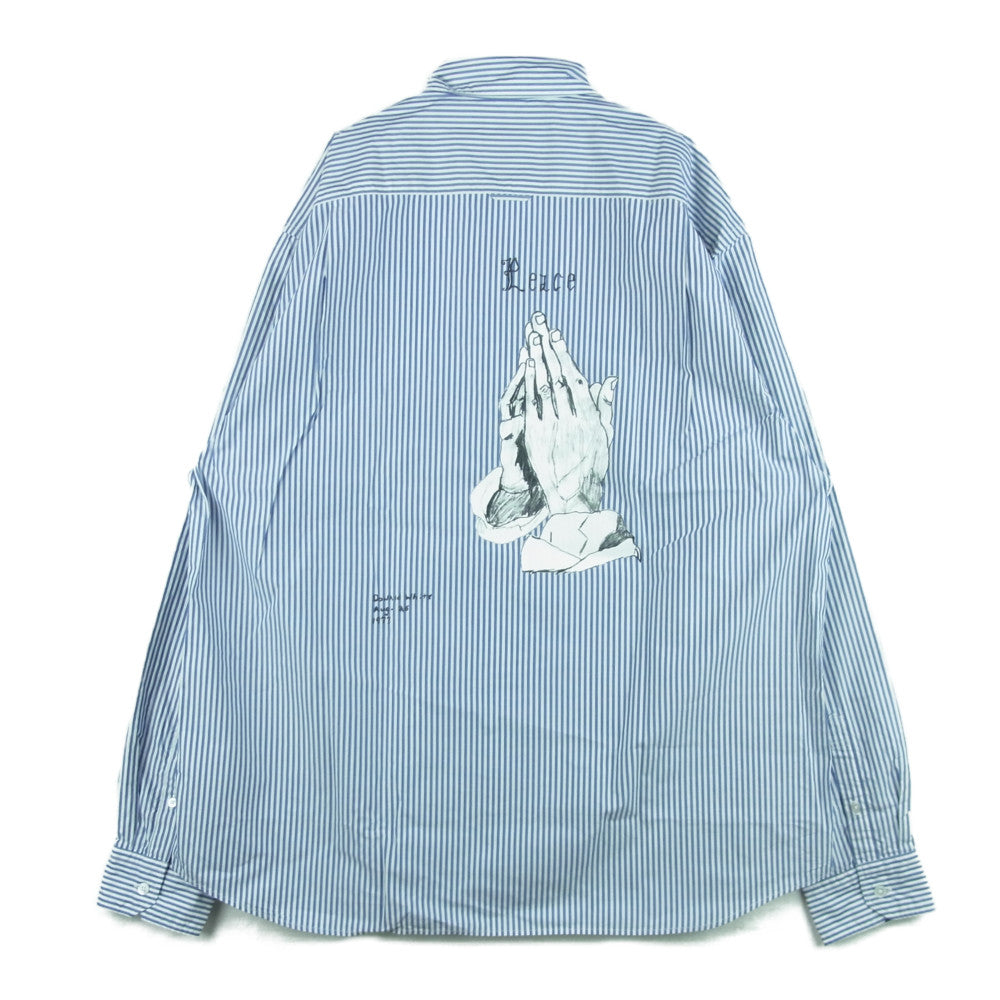 uniform experiment ユニフォームエクスペリメント UE-220001 SOPH. ソフネット FRAGMENT フラグメント DONDIWHITE ドンディホワイト GRAFFITI BIG REGULAR COLLAR SHIRT グラフィック ビッグ 長袖 シャツ ブルー系 ホワイト系 4【中古】