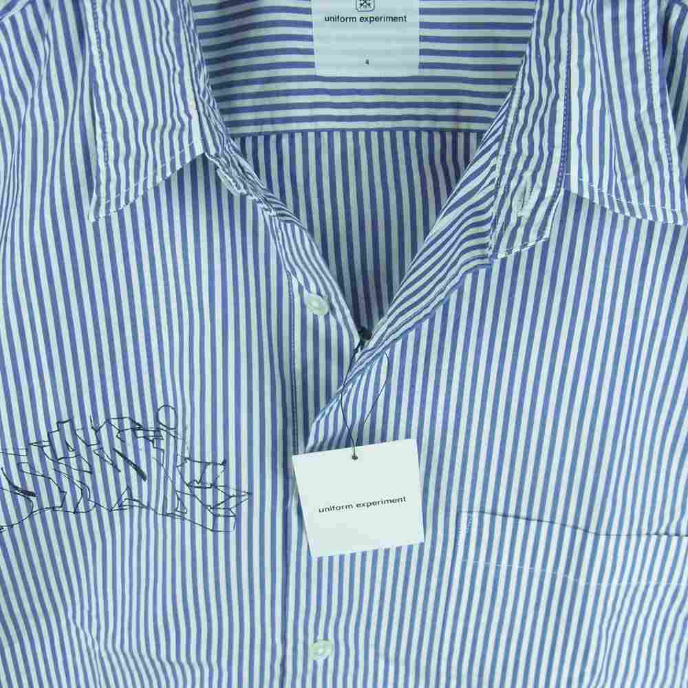 uniform experiment ユニフォームエクスペリメント UE-220001 SOPH. ソフネット FRAGMENT フラグメント DONDIWHITE ドンディホワイト GRAFFITI BIG REGULAR COLLAR SHIRT グラフィック ビッグ 長袖 シャツ ブルー系 ホワイト系 4【中古】