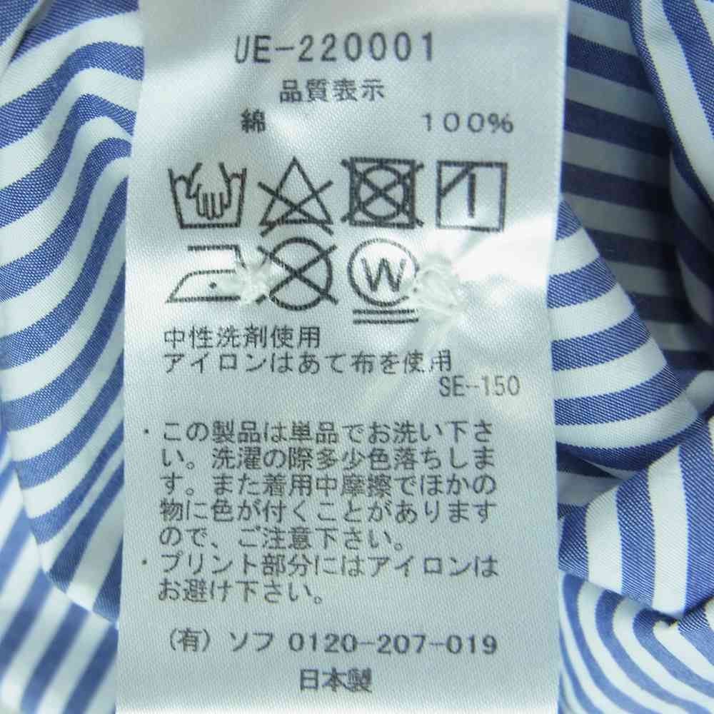 uniform experiment ユニフォームエクスペリメント UE-220001 SOPH. ソフネット FRAGMENT フラグメント DONDIWHITE ドンディホワイト GRAFFITI BIG REGULAR COLLAR SHIRT グラフィック ビッグ 長袖 シャツ ブルー系 ホワイト系 4【中古】