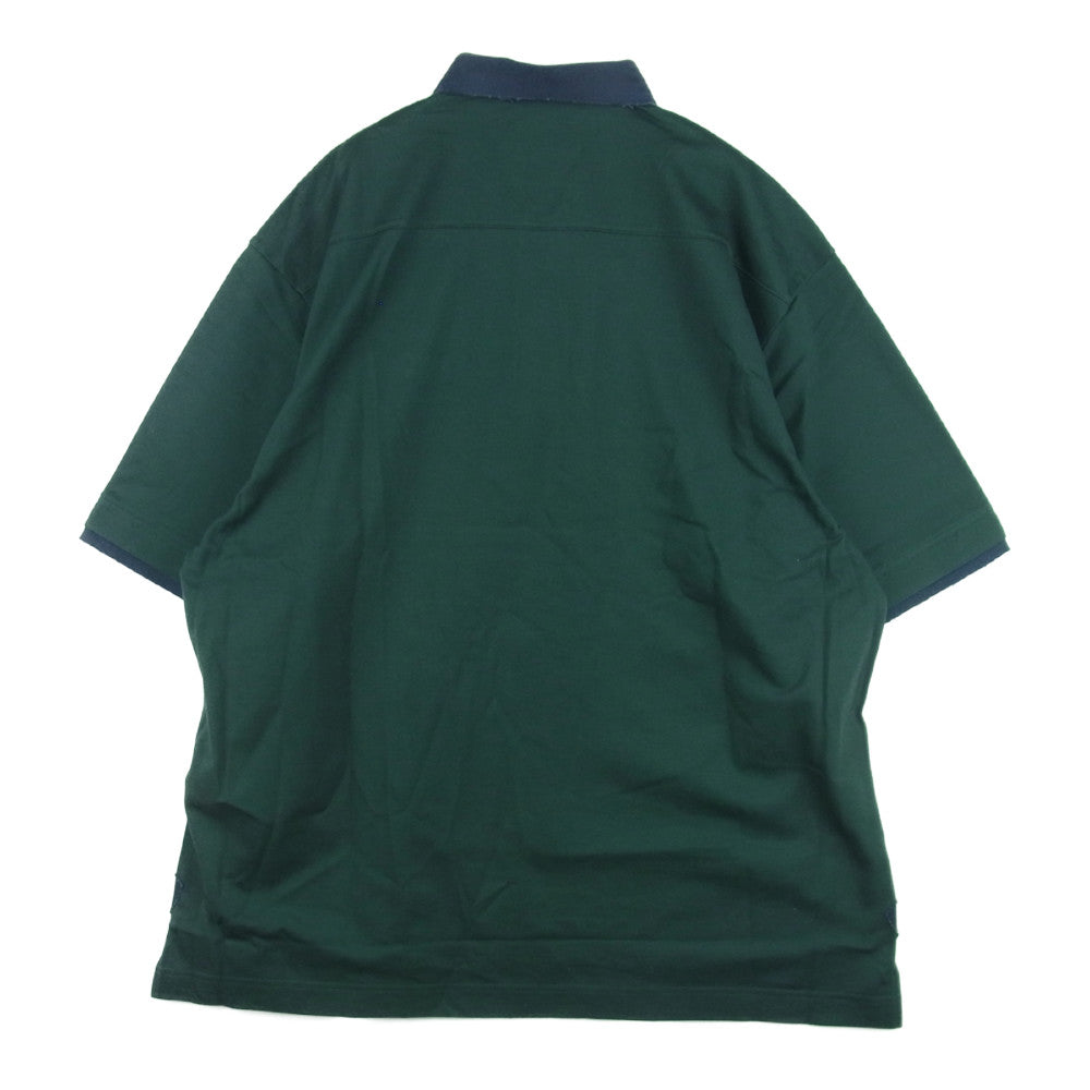 Sacai サカイ 22SS 22-02738M S pique polo Shirt イニシャル ピケ ロゴ刺繍 半袖 ポロ シャツ ダークグリーン系 4【美品】【中古】