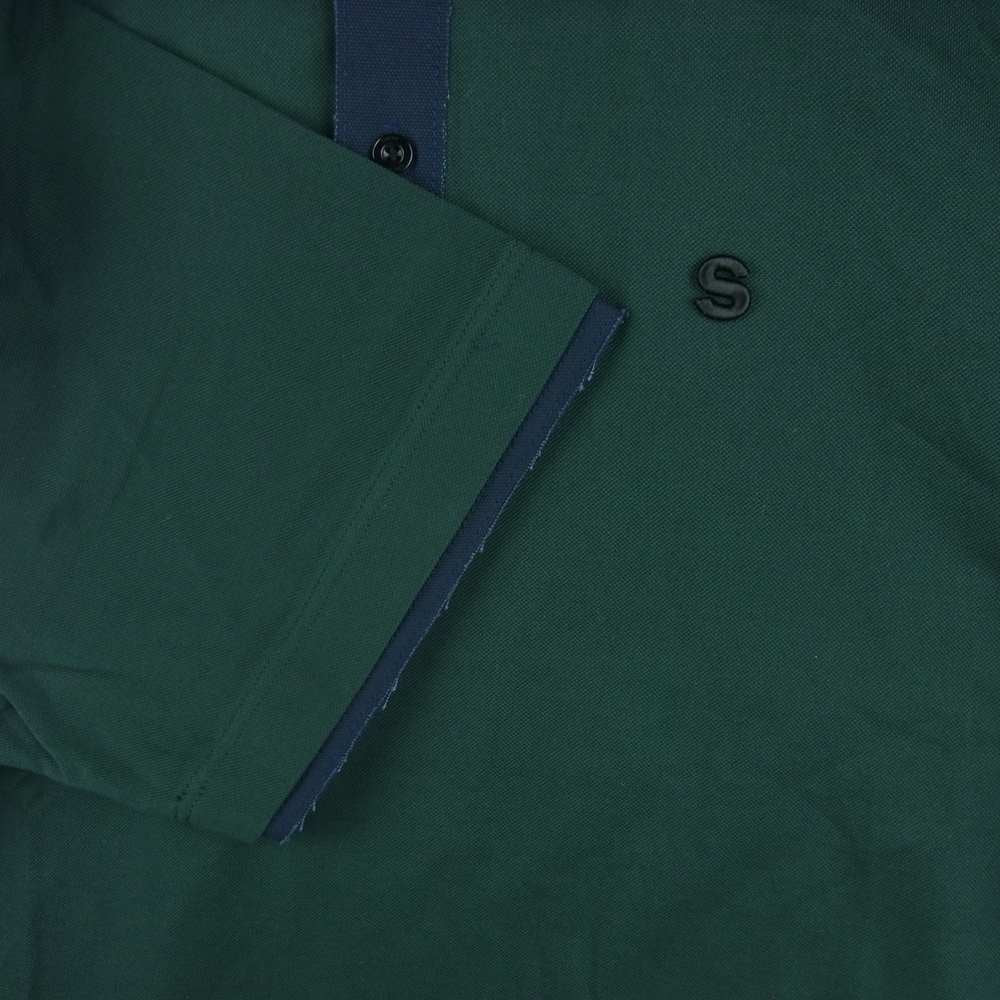 Sacai サカイ 22SS 22-02738M S pique polo Shirt イニシャル ピケ ロゴ刺繍 半袖 ポロ シャツ ダークグリーン系 4【美品】【中古】