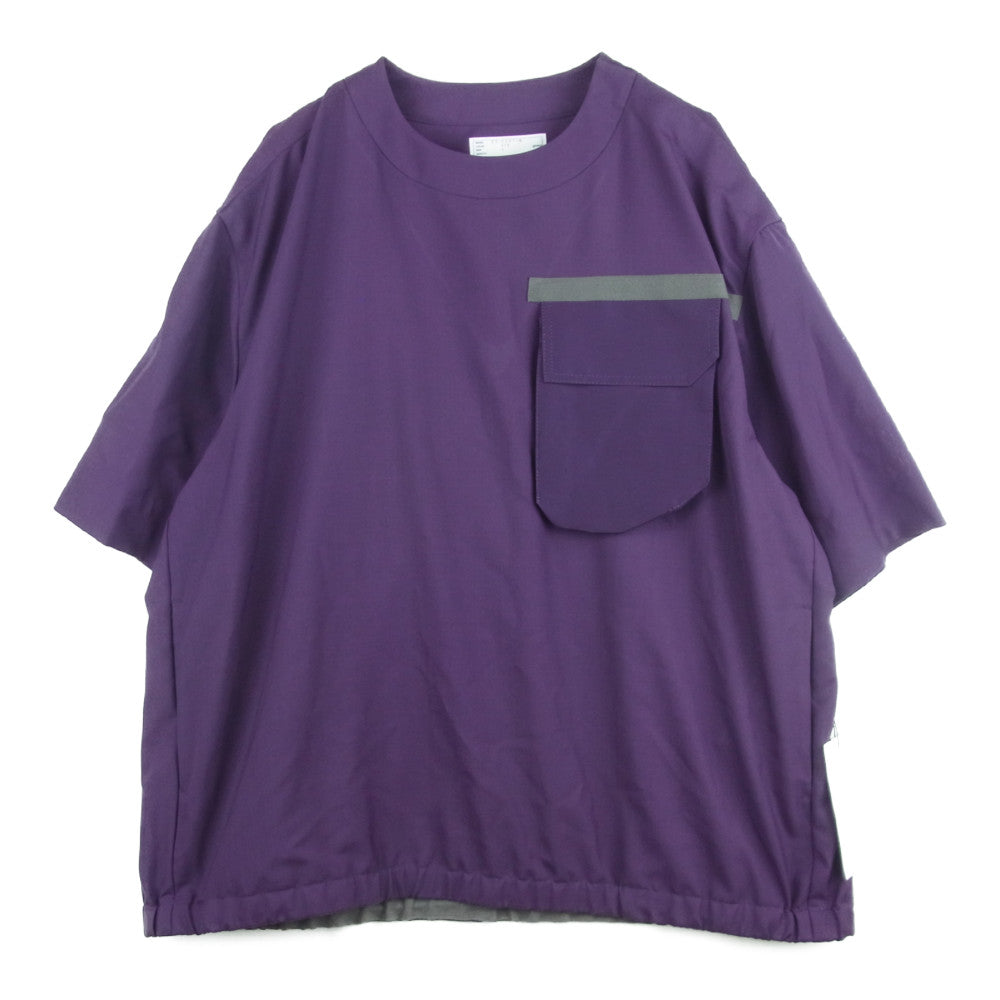Sacai サカイ 22SS 22-02671M Suiting Mix Pullover ミックス プルオーバー シャツ クルーネック 半袖 Tシャツ パープル系 4【極上美品】【中古】