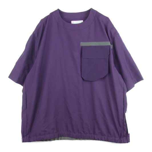 Sacai サカイ 22SS 22-02671M Suiting Mix Pullover ミックス プルオーバー シャツ クルーネック 半袖 Tシャツ パープル系 4【極上美品】【中古】
