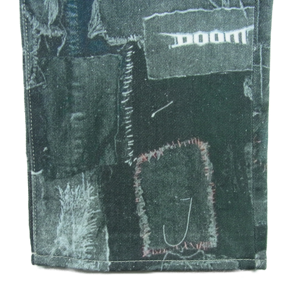 ダブレット 22SS 22SS35PT169 SILK PATCHWORK PHOTO PRINT PANTS パッチワーク フォトプリント シルク デニム パンツ インディゴブルー系 L【美品】【中古】