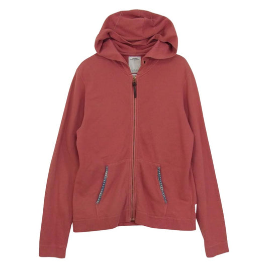 VISVIM ビズビム VS0001898 JV HOODIE KUBA インディゴ 切替 スウェット ジップ アップ パーカー レッド系 2【中古】