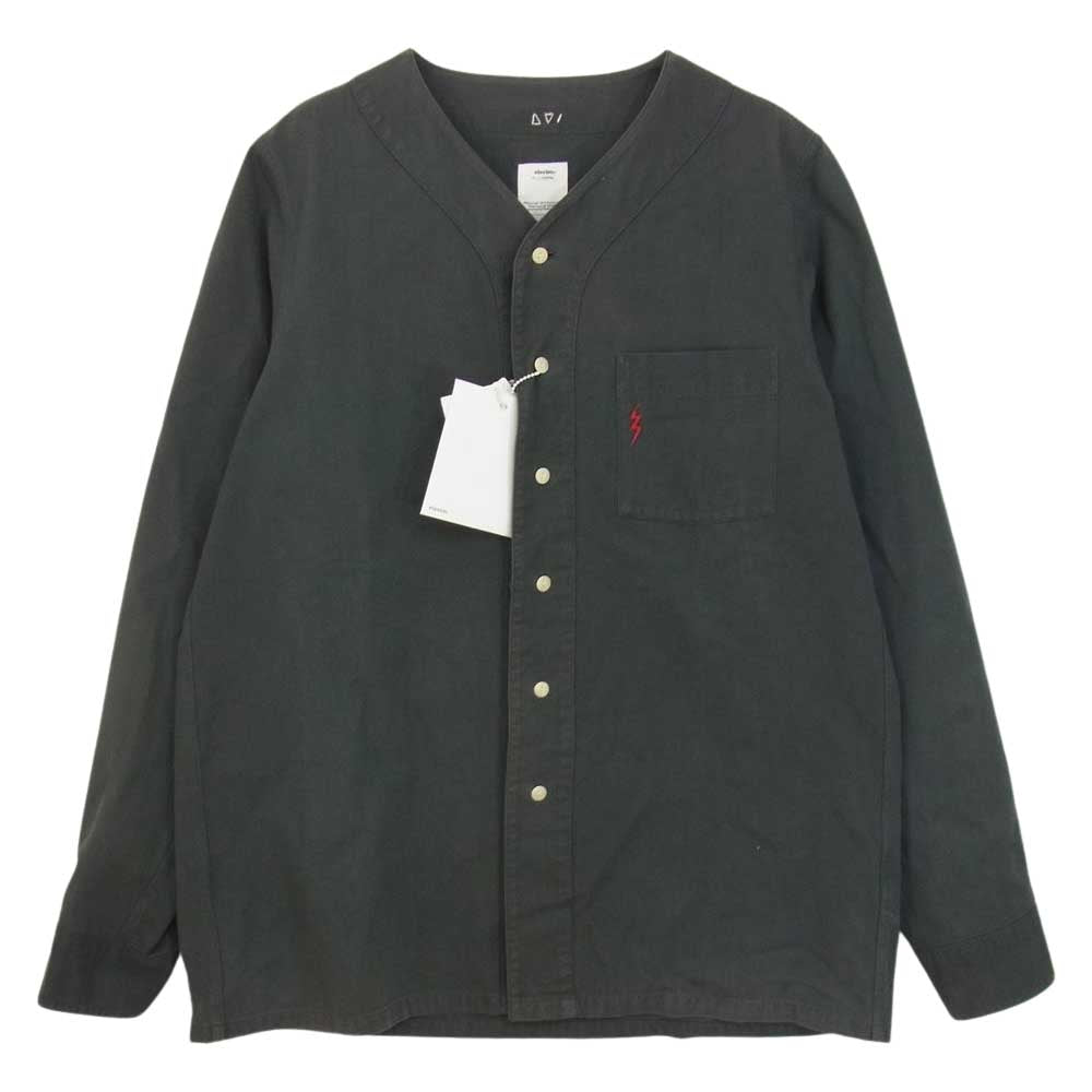 VISVIM ビズビム 18AW 0118205011004 Free Edge Shirt Baseball Collar フリー エッジ ベースボール カラー 長袖 シャツ グレー系 2【美品】【中古】