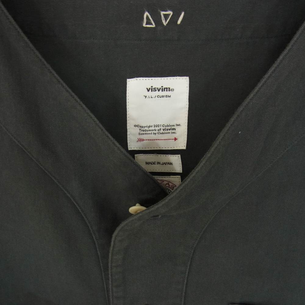 VISVIM ビズビム 18AW 0118205011004 Free Edge Shirt Baseball Collar フリー エッジ ベースボール カラー 長袖 シャツ グレー系 2【美品】【中古】