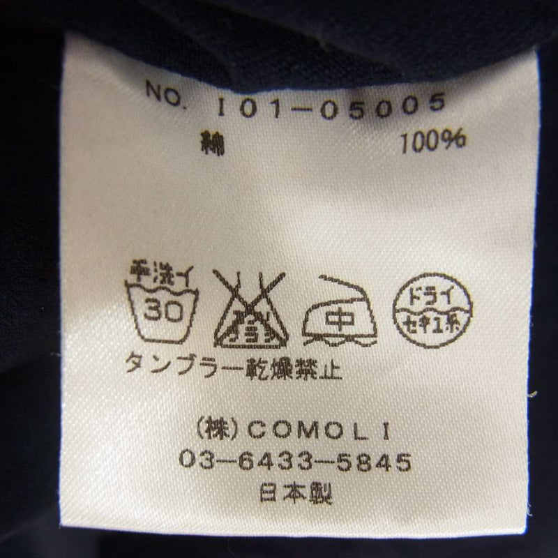 COMOLI コモリ 16SS 101-05005 ボートネック ポケット付き 半袖 Tシャツ ネイビー系 2【中古】