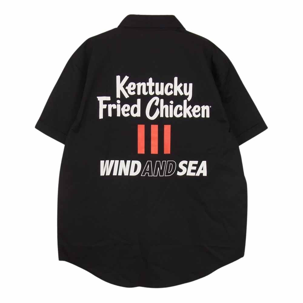 WIND AND SEA ウィンダンシー WDS-KFC-01 × KFC Work Shirt ケンタッキー ワーク 半袖 シャツ ブラック ブラック系 L【新古品】【未使用】【中古】