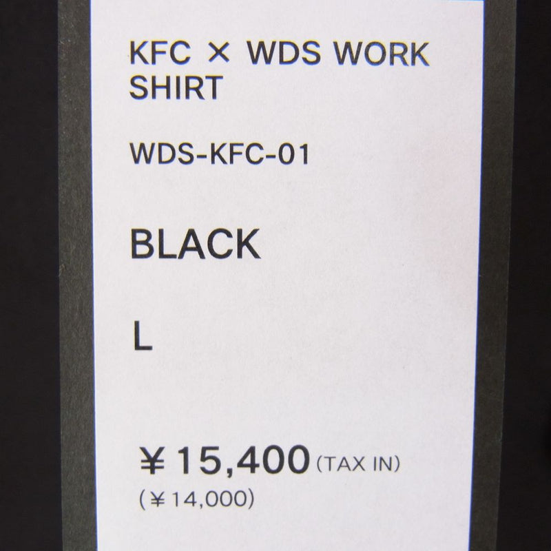 WIND AND SEA ウィンダンシー WDS-KFC-01 × KFC Work Shirt ケンタッキー ワーク 半袖 シャツ ブラック ブラック系 L【新古品】【未使用】【中古】
