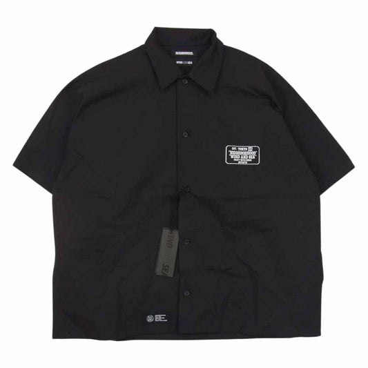 NEIGHBORHOOD ネイバーフッド 22SS 221FRWSN-SHM01S × WIND AND SEA NHWDS WORK/EC-SHIRT SS ウィンダンシー 半袖 ワーク シャツ ブラック系 L【極上美品】【中古】