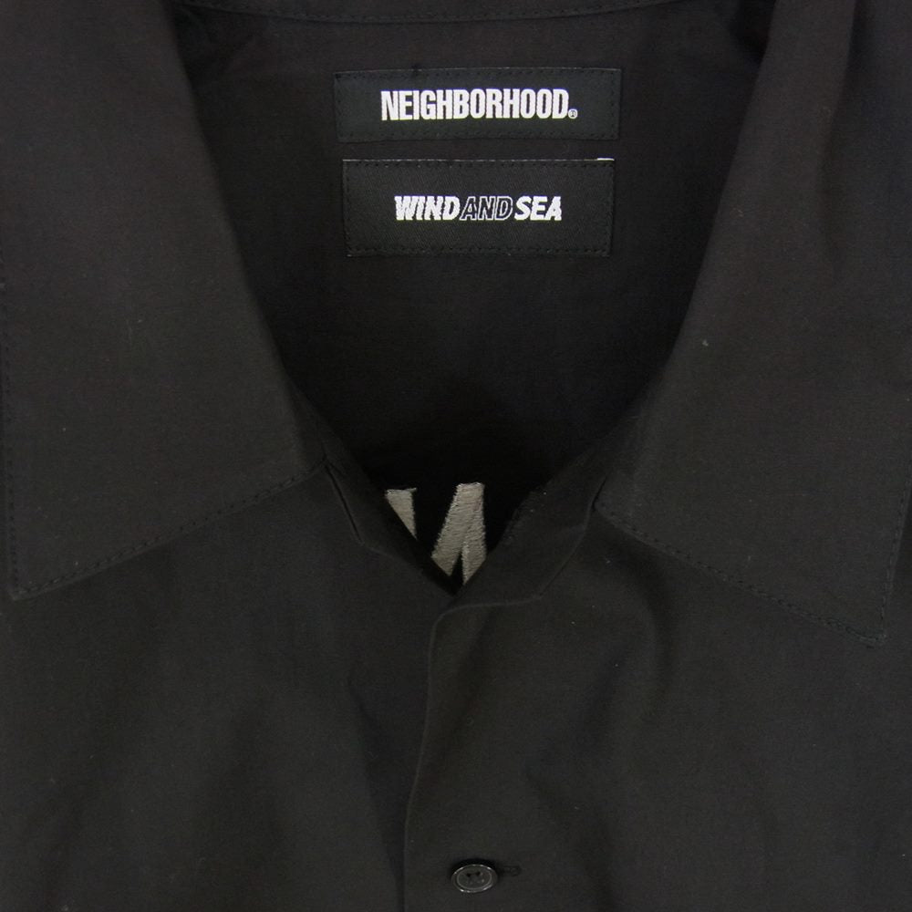 NEIGHBORHOOD ネイバーフッド 22SS 221FRWSN-SHM01S × WIND AND SEA NHWDS WORK/EC-SHIRT SS ウィンダンシー 半袖 ワーク シャツ ブラック系 L【極上美品】【中古】