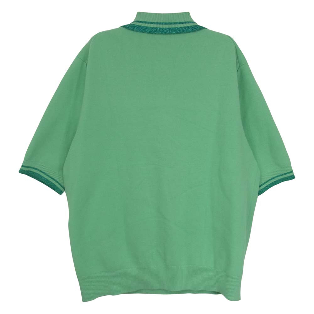 MARC JACOBS マークジェイコブス フラワーコサージュボタン  半袖 ニット ポロシャツ ライトグリーン系 XS【中古】