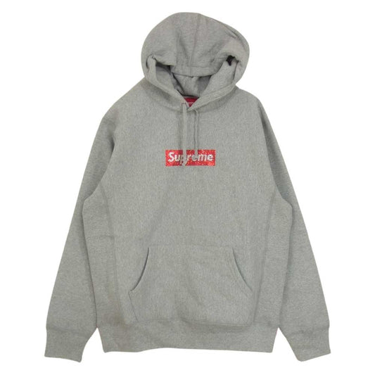 Supreme シュプリーム 19SS Swarovski Box Logo Hooded Sweatshirt スワロフスキー ボックスロゴ フーデット スウェット パーカー グレー系 M【中古】